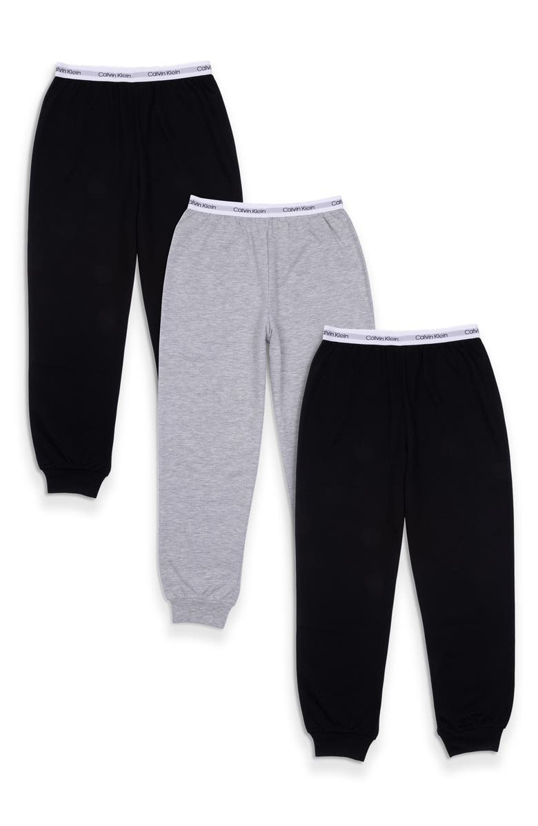 Calvin Klein Kids' 3-Pack Assorted Pajama Joggers, Main, color, Black/ Heather Grey/ Black