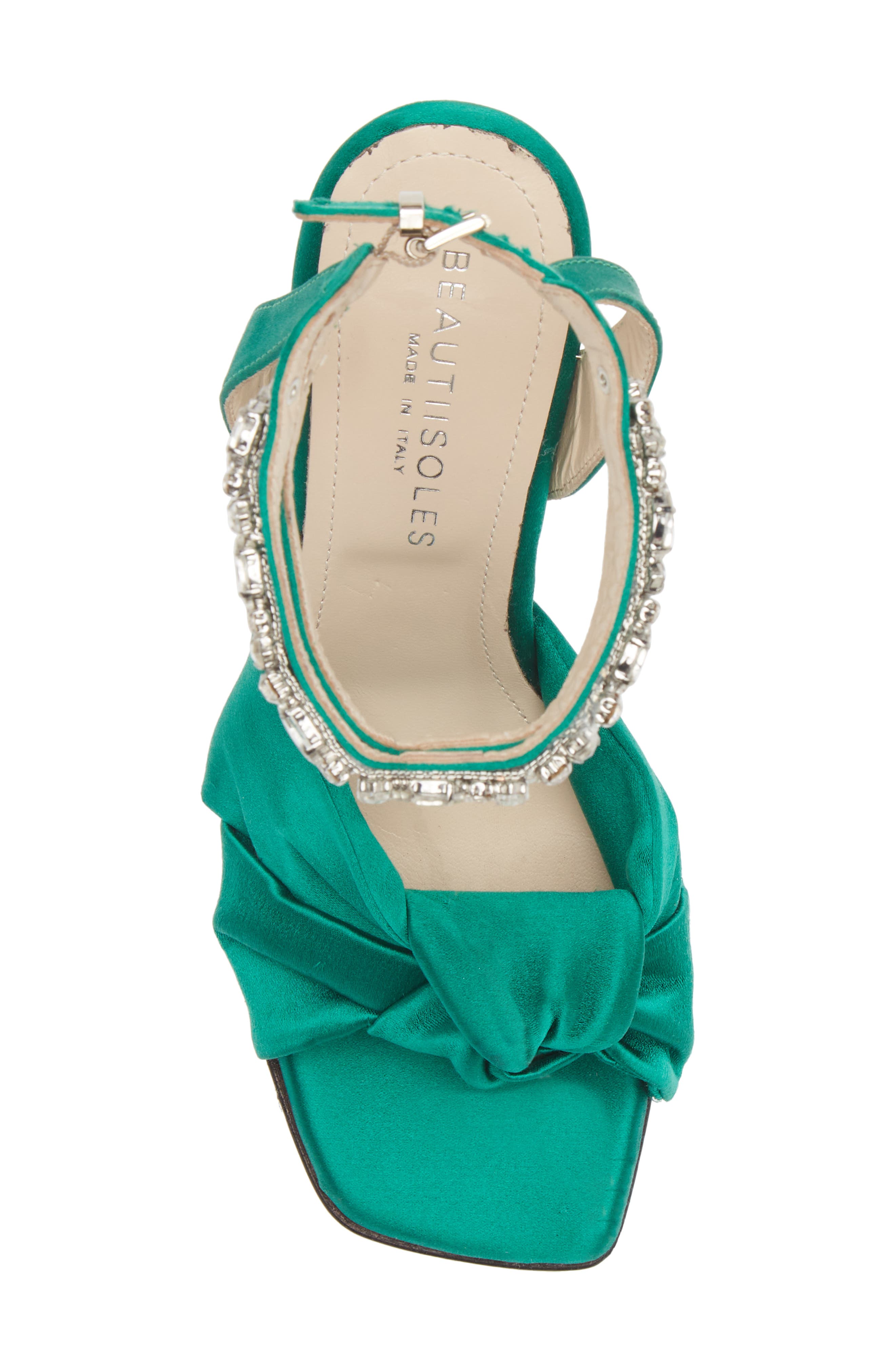 Callie Sandal, Alternate, color, GREEN SILK SATIN WRAPPED