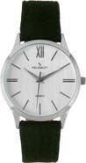 Peugeot Minimalist Clean Dial Wool-Leather Strap Watch- 40MM