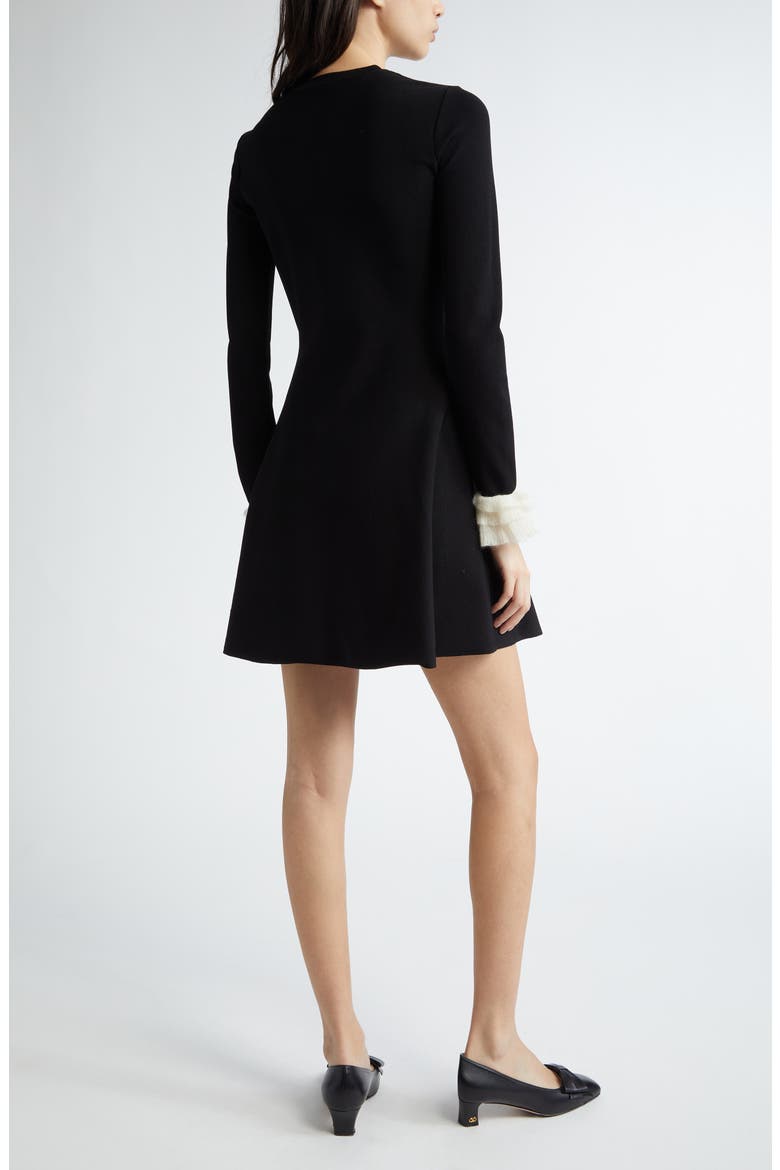 Ruffle Cuff Long Sleeve Sweater Dress, Alternate, color, NERO/AVORIO