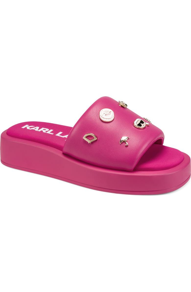 KARL LAGERFELD PARIS Opal Macaron Platform Wedge Slide Sandal, Main, color, Hot Pink