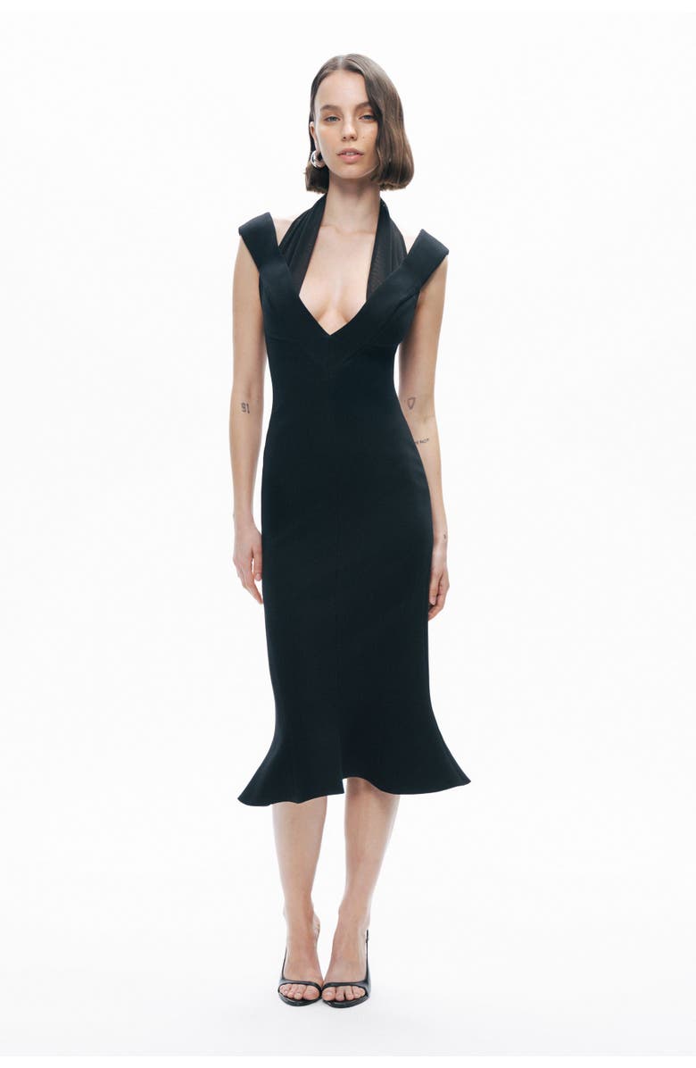 black fitted midi dress Angel Maternity Haley Maternity Fitted Midi Dress in Black main image 1