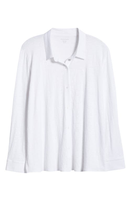 Eileen Fisher Classic Collar Organic Linen Button-up Shirt In White