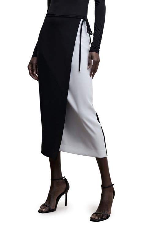 Side Tie Two-Tone Skirt