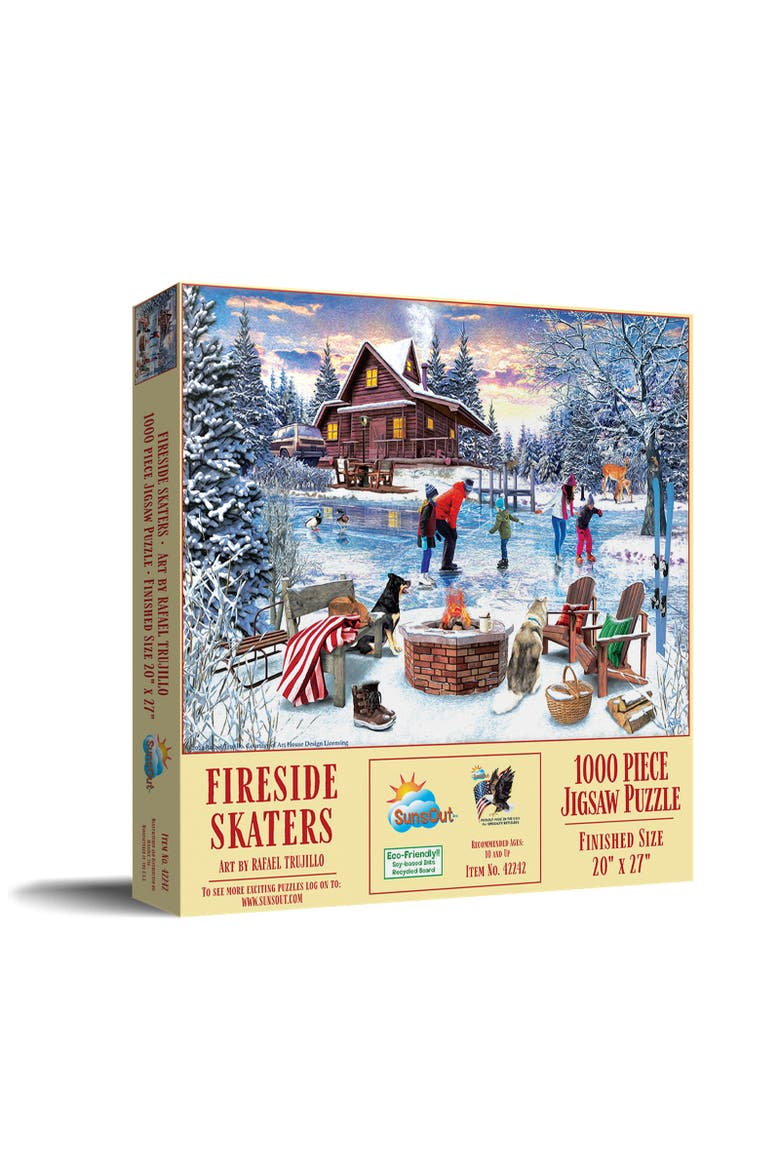 Fireside Skaters 1000 piece Jigsaw Puzzle for Adults, Main, color, Multicolor