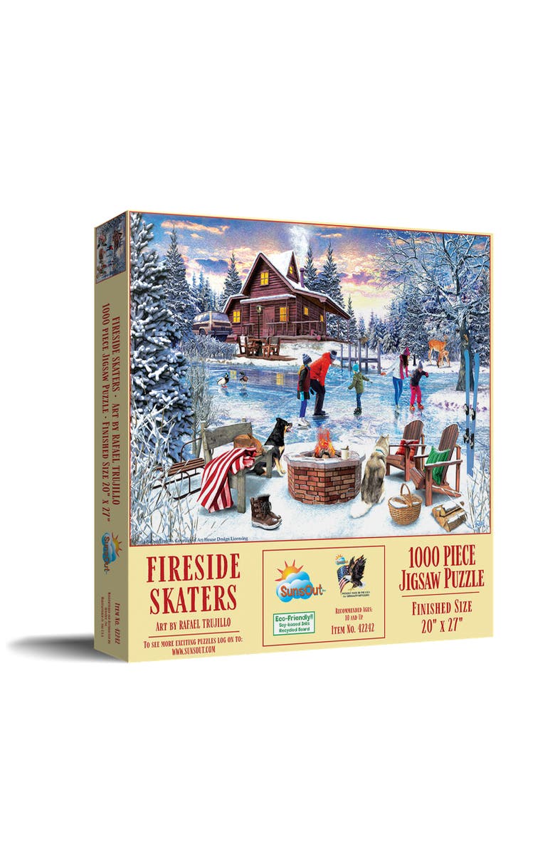 Sunsout Fireside Skaters 1000 piece Jigsaw Puzzle for Adults, Main, color, Multicolor