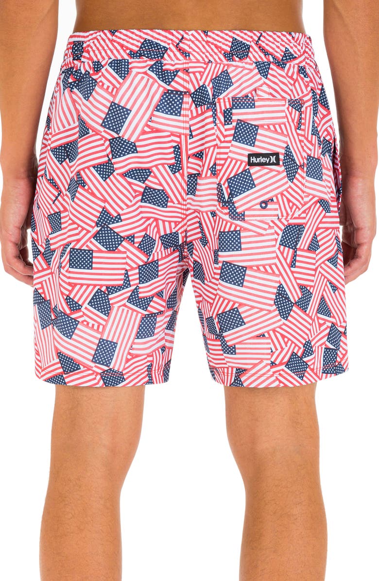 Hurley Cannonball Volley Swim Trunks, Alternate, color, True Red