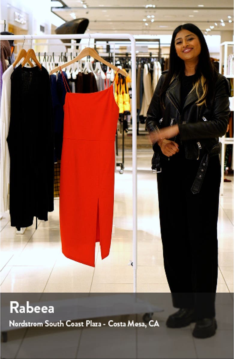 Asymmetric Scuba Crepe Sheath Dress, sales video thumbnail