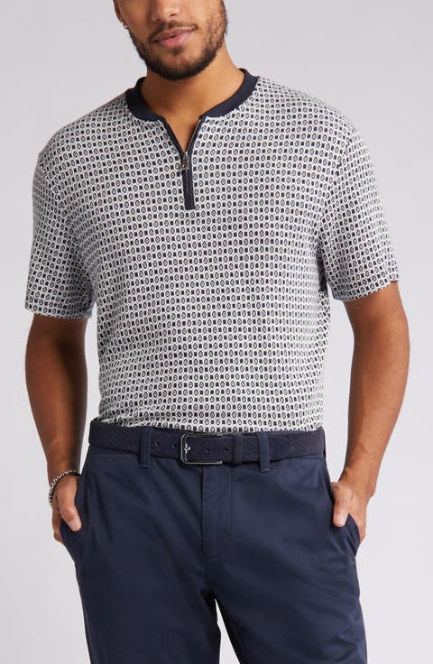 Geo Print Zip Henley Top