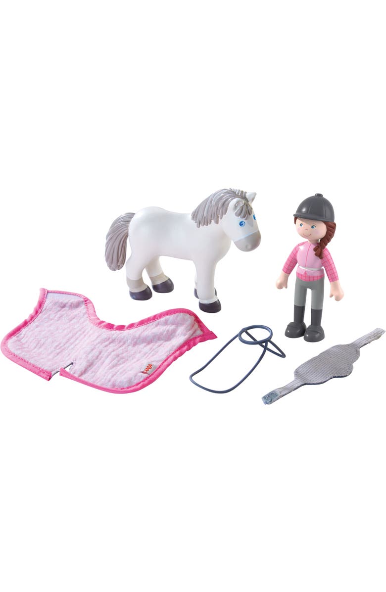 HABA Little Friends Horse Riding Play set - Rider Sanya, Mare Saphira and Accessories, Alternate, color, Multi