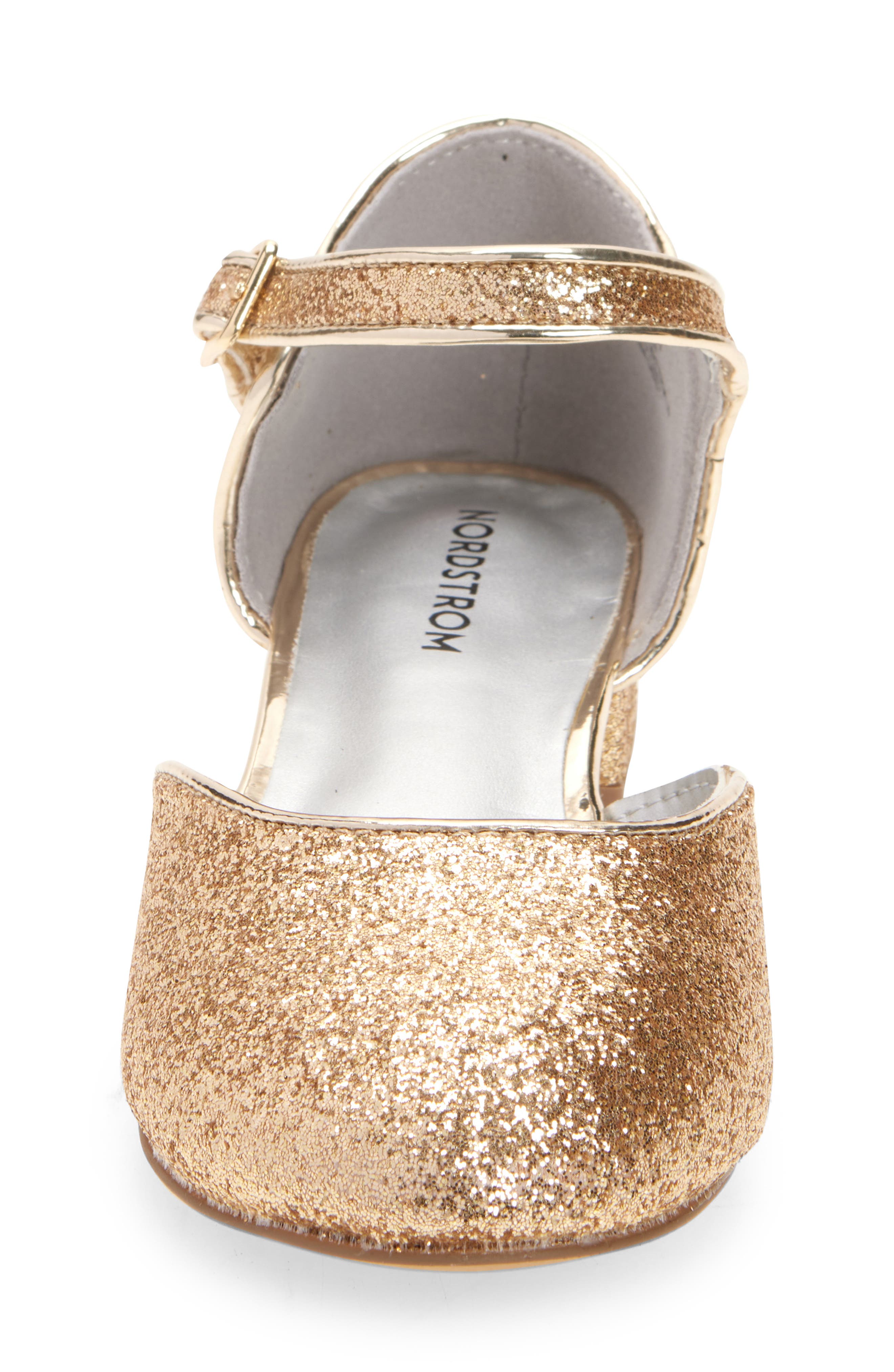 Nordstrom Kids' Rosalie Charm Ankle Strap Pump, Alternate, color, Gold Glitter
