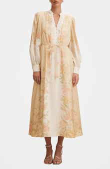 Courtney Placed Floral Long Sleeve Dress