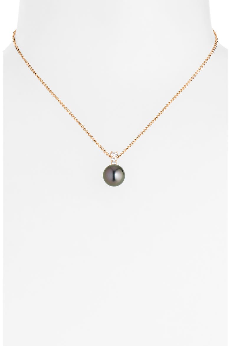 Morning Dew Cultured Pearl & Diamond Pendant Necklace, Alternate, color, ROSE GOLD
