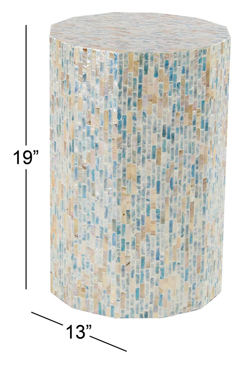 Blue Mother of Pearl Contemporary Accent Table, Alternate, color, BLUE