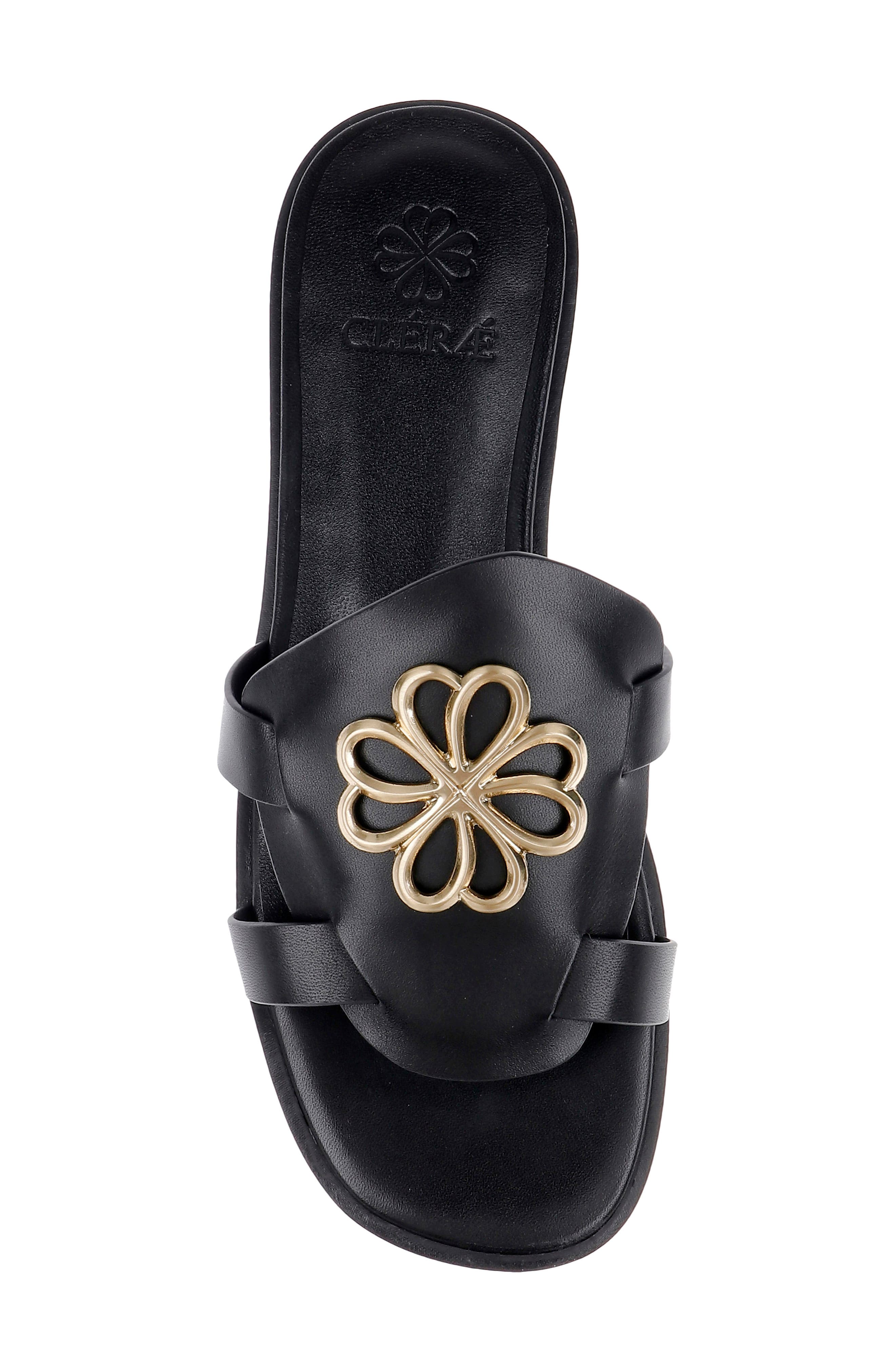 CLERAE Ilena Slide Sandal, Alternate, color, Black Leather