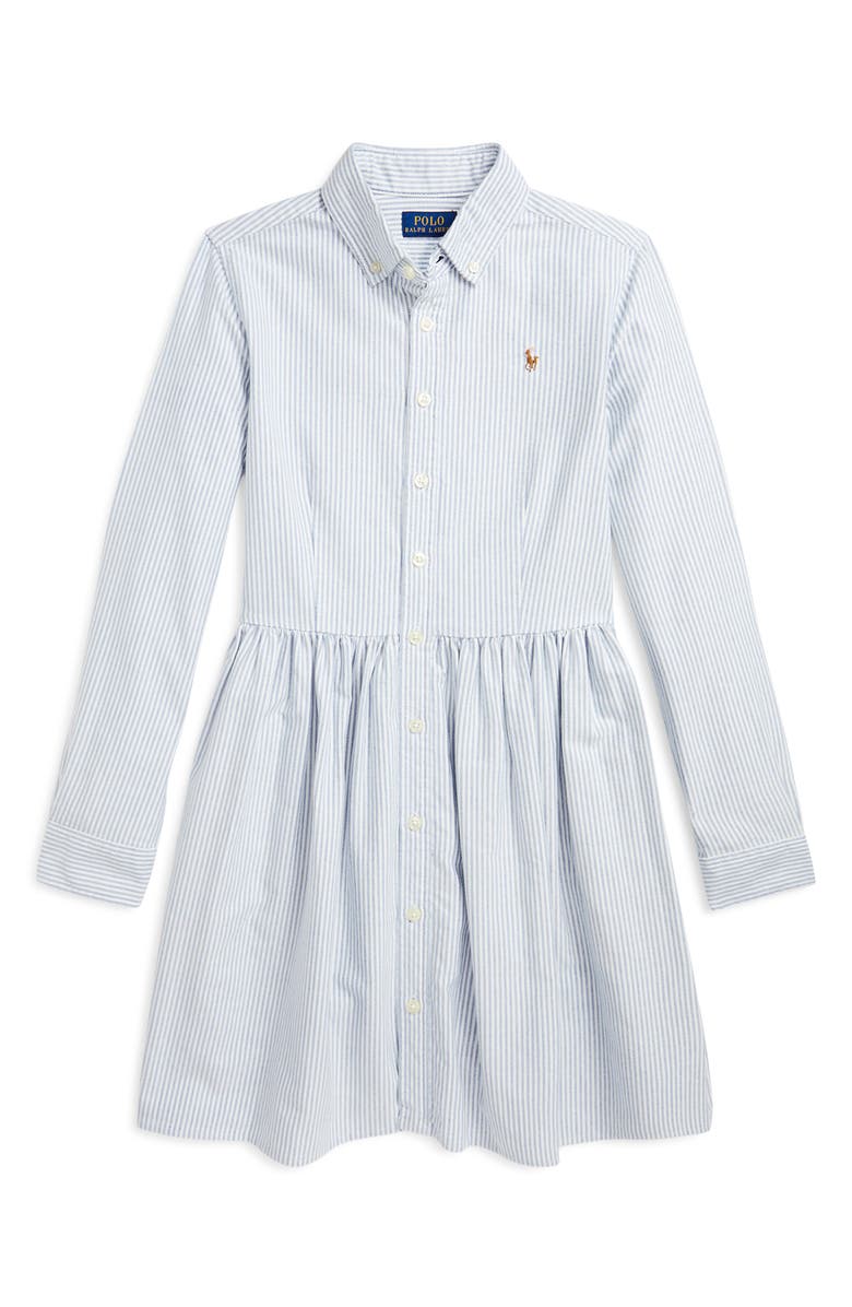 Polo Ralph Lauren Kids' Stripe Long Sleeve Cotton Shirtdress, Main, color,