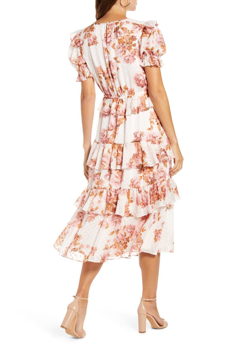 Ruffle Floral Dress, Alternate, color, PINK PARCHMENT FLORAL DOT