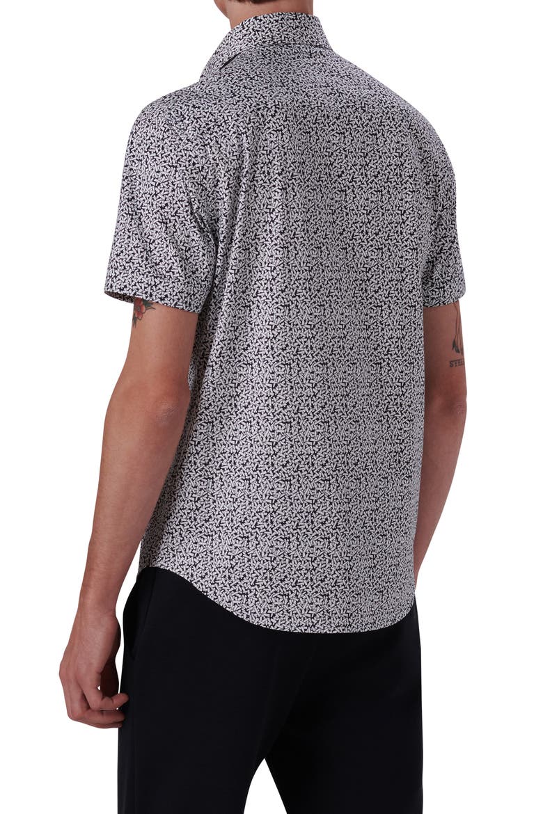 OoohCotton® Ditsy Short Sleeve Button-Up Shirt, Alternate, color, BLACK