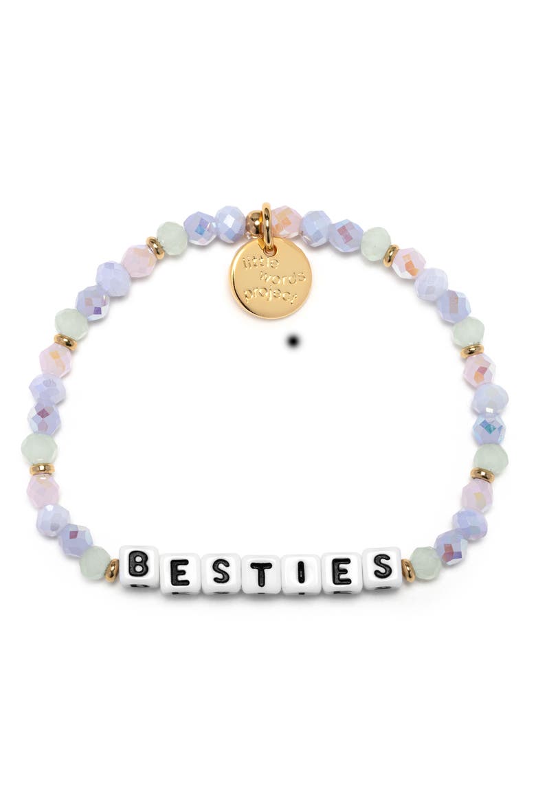 Besties Beaded Stretch Bracelet, Main, color, WHITE