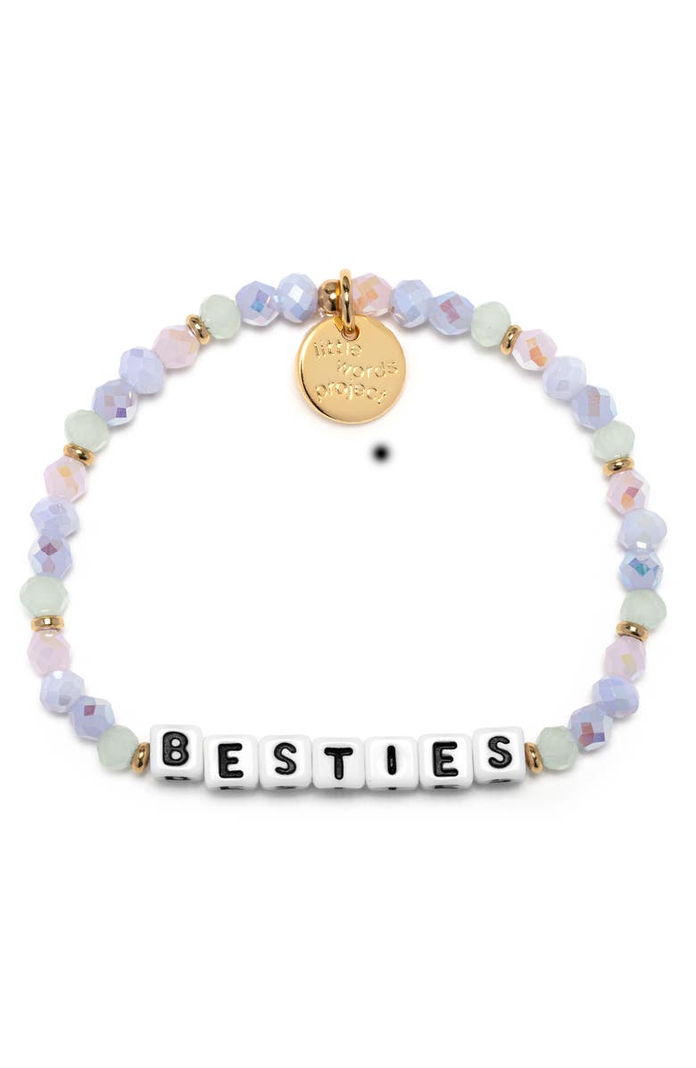 Little Words Project Besties Beaded Stretch Bracelet, Main, color, White