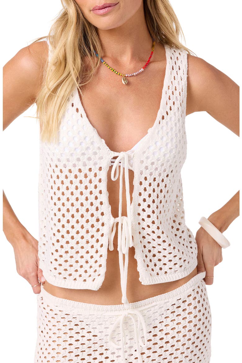 Zooey Open Stitch Cover-Up Tank, Alternate, color, VANILLA