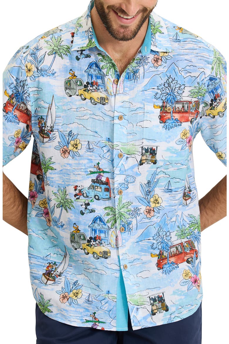 Adventurous Ears Linen Button-Up Shirt, Main, color, SEABREEZE