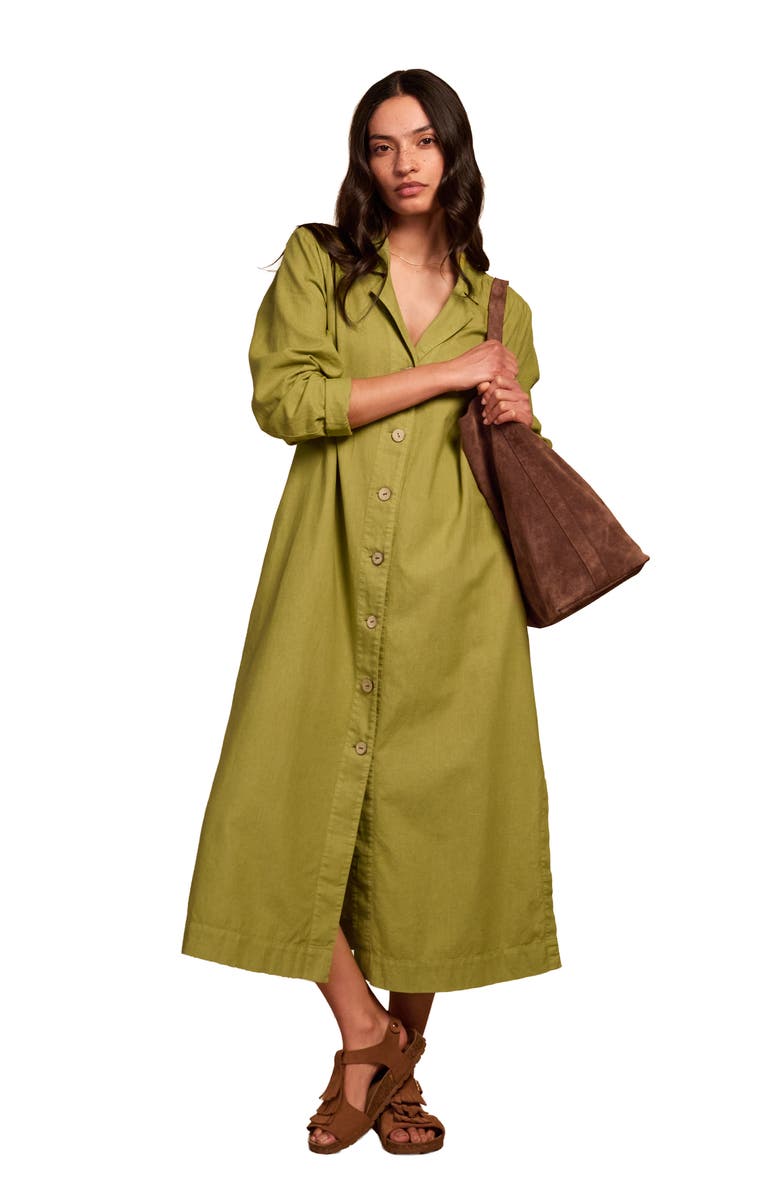 Celtic & Co. Longline Overshirt Dress, Main, color, Willow