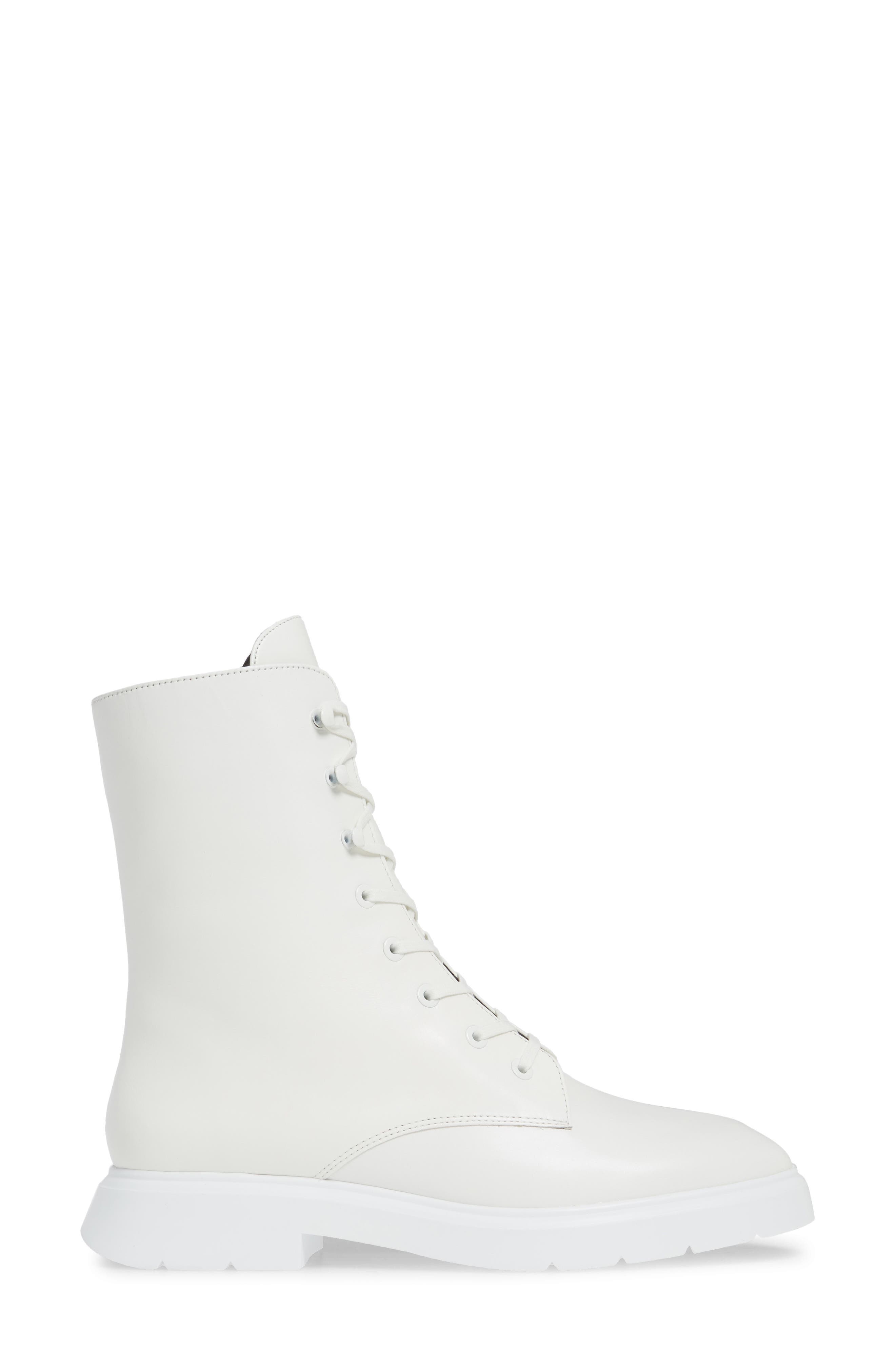 Stuart Weitzman McKenzee Combat Boot, Alternate, color, White Smooth Calf