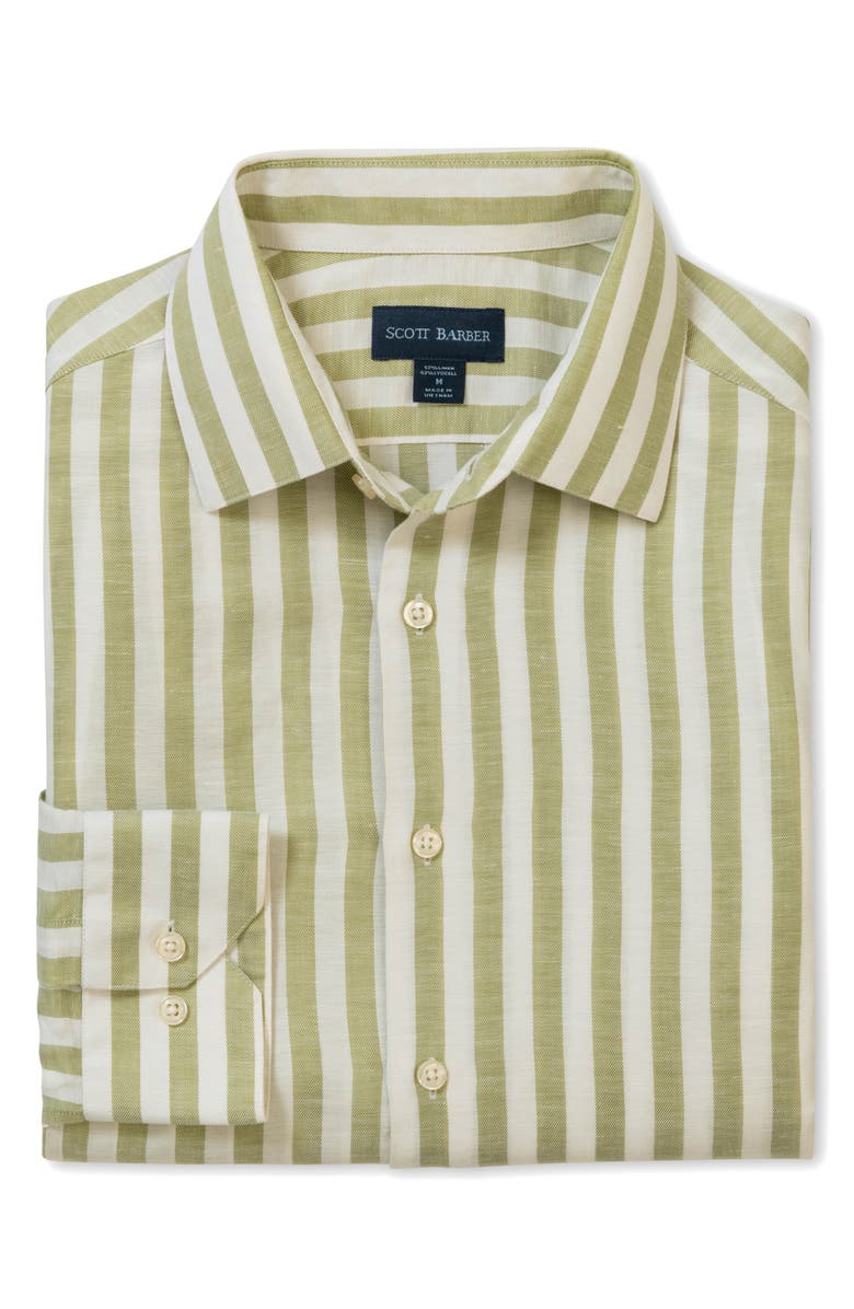 Scott Barber Coastal Regular Fit Stripe Linen & Lyocell Button-Up Shirt, Alternate, color,