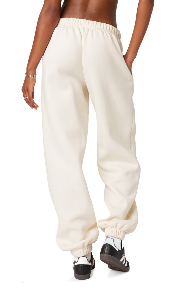 EDIKTED Clark Oversize Cotton Blend Sweatpants, Alternate, color, Cream