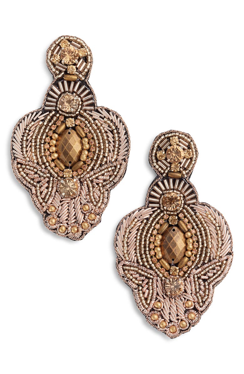 Tasha Beaded Earrings, Main, color, Gold