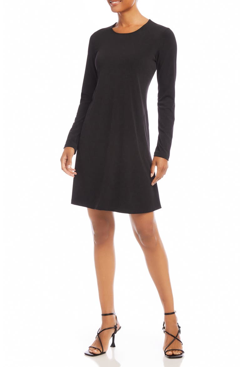Long Sleeve Travel Jersey Minidress, Alternate, color, BLACK