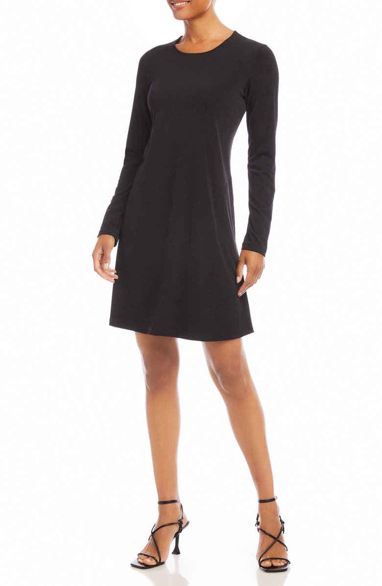 Karen Kane Long Sleeve Jersey Minidress, Alternate, color, Black