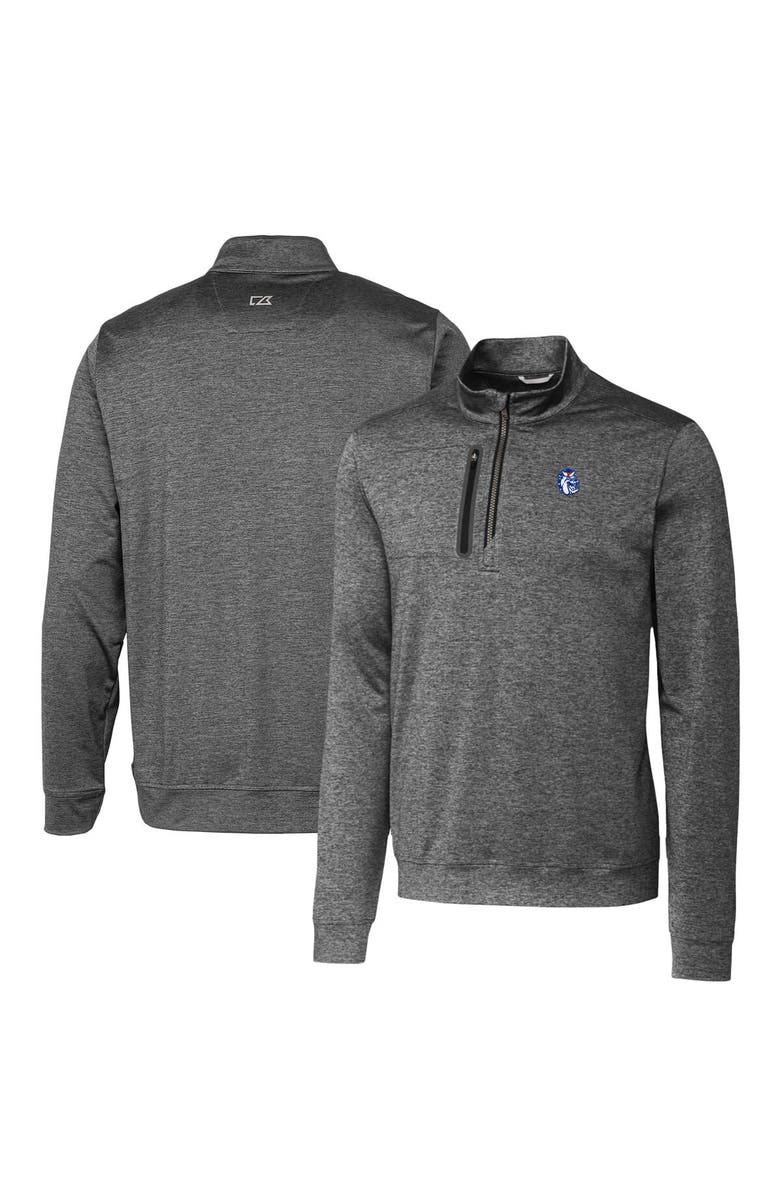 Cutter & Buck Men's Cutter & Buck Steel Fresno State Bulldogs Heathered Vault Stealth Quarter-Zip Pullover Top, Main, color, 
