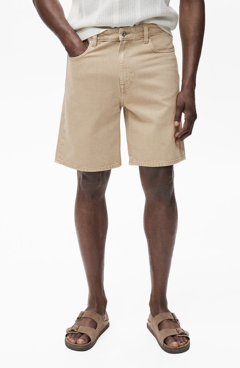 MANGO Regular Fit Denim Shorts, Main, color, Light/ Pastel Grey