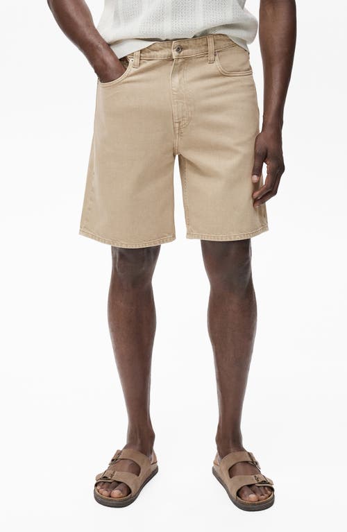 Mango Regular Fit Denim Shorts In Neutral