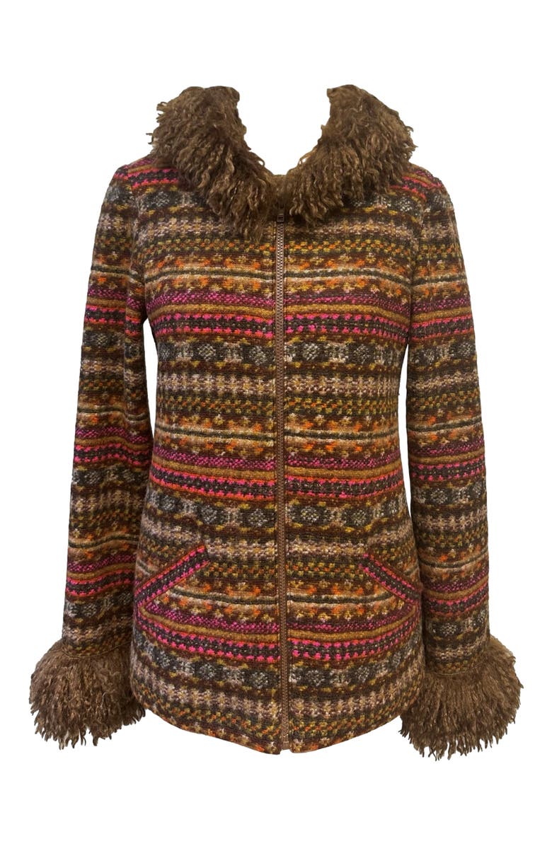 Anna Sui Fair Isle Fleece Hooded Jacket, Alternate, color, 
