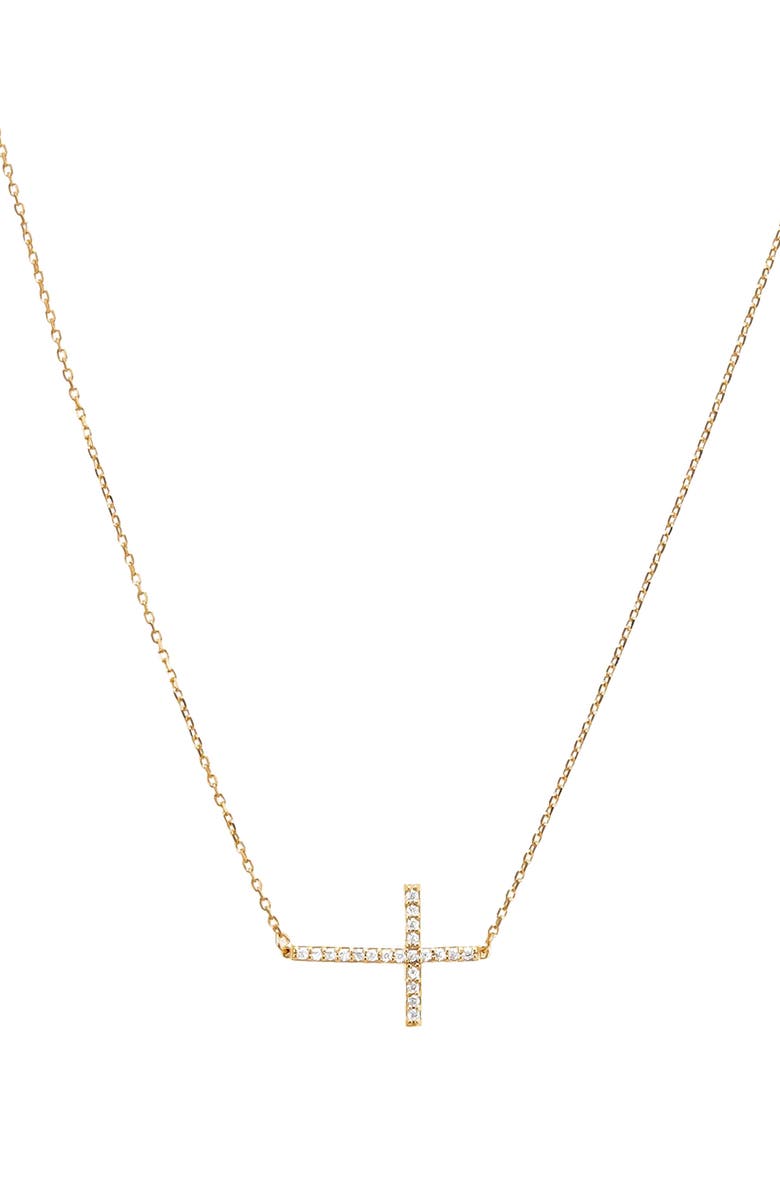 Bearfruit Jewelry Sterling Silver 18k Gold Plated Horizontal Cross Necklace Gift Idea, Main, color, Gold