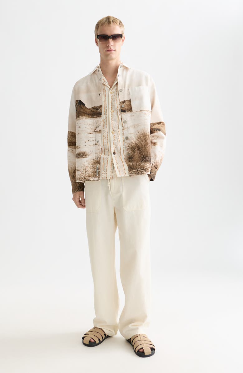 Scotch & Soda Scenery Button-Up Cotton Overshirt, Alternate, color, Longhorn Sepia