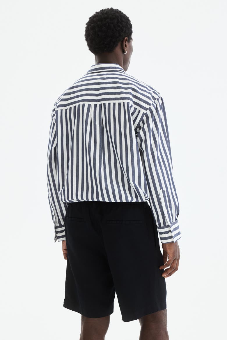 Relaxed Fit Linen-blend Shorts, Alternate, color, Black