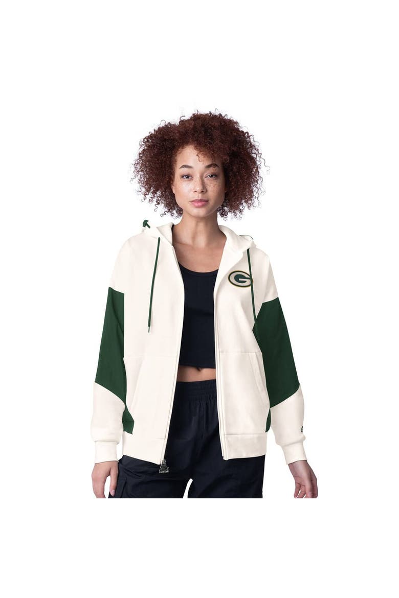 Women's Starter White Green Bay Packers Scrimmage Full-Zip Hoodie, Main, color, White