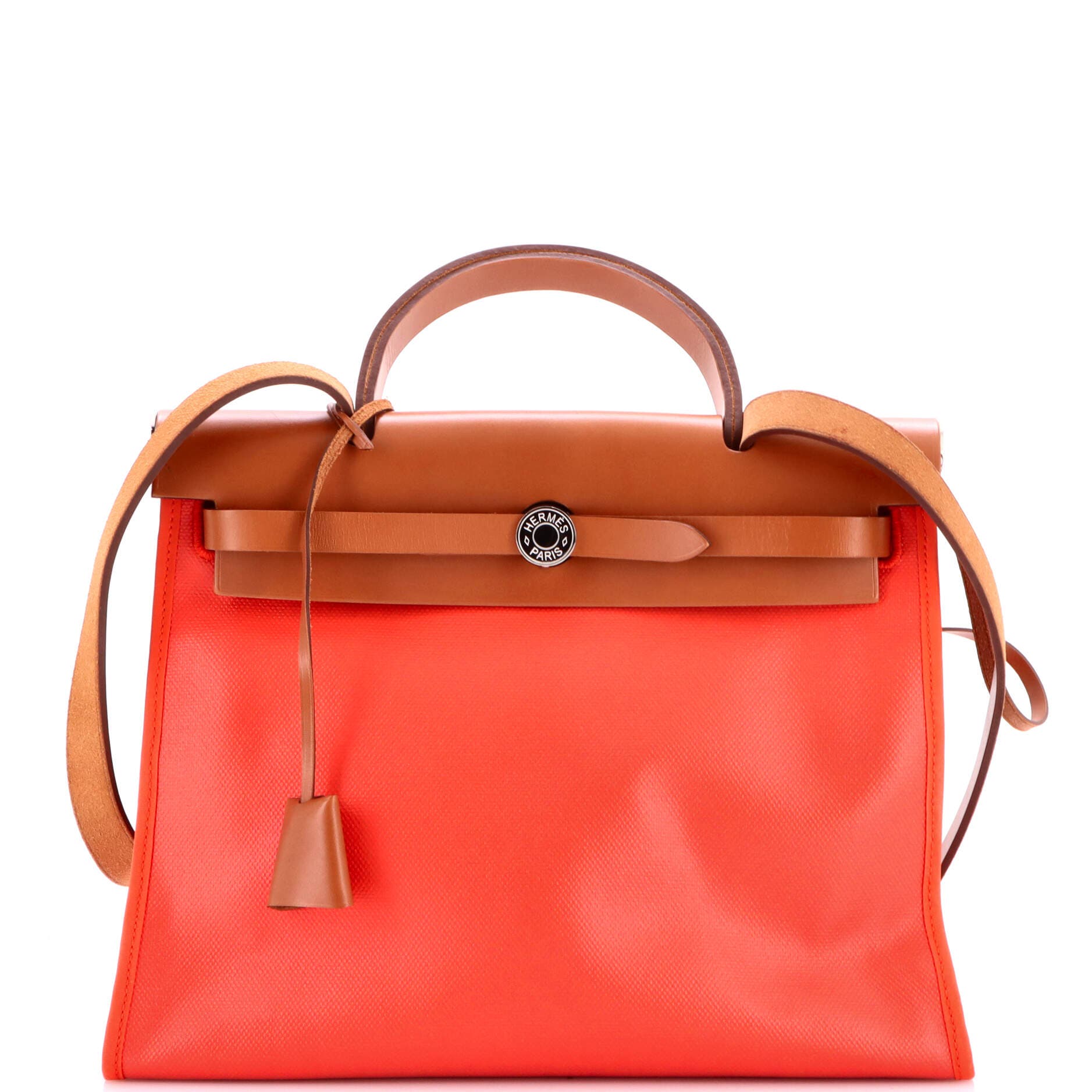 Herbag Zip Berline Vache Canvas and Leather 31, Main, color, Orange Poppy