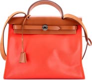 Pre-Owned Hermes Herbag Zip Berline Vache Canvas and Leather 31