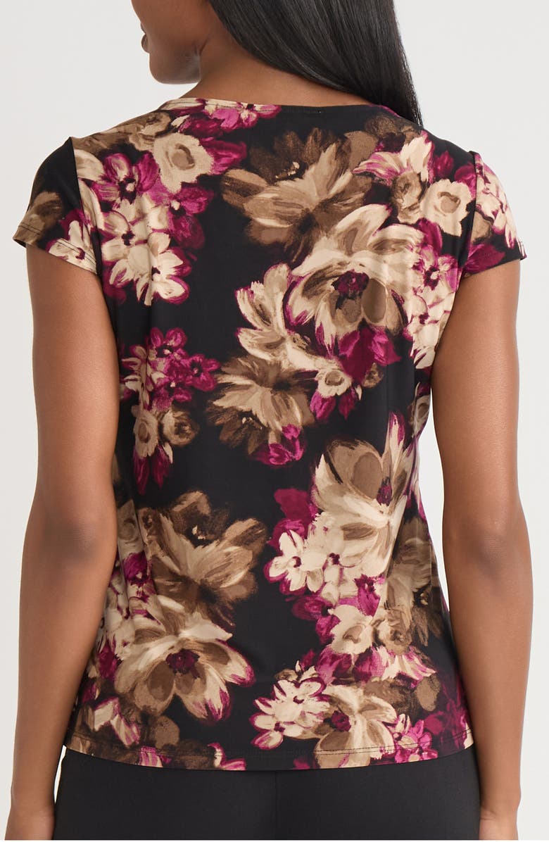 KASPER Cowl Neck Cap Sleeve Top, Alternate, color, Shiraz Multi