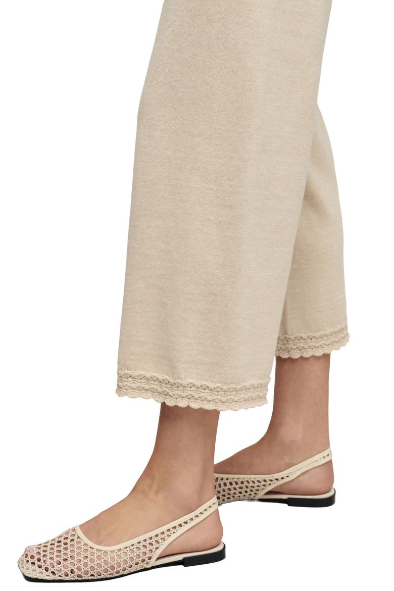 Pointelle Hem Cotton Crop Pants, Alternate, color, HEATHER STONE