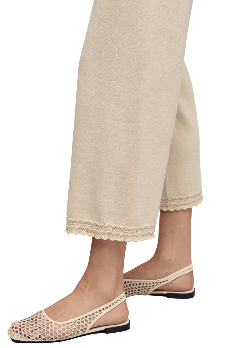 Barefoot Dreams<sup>®</sup> Pointelle Hem Cotton Crop Pants, Alternate, color, Heather Stone