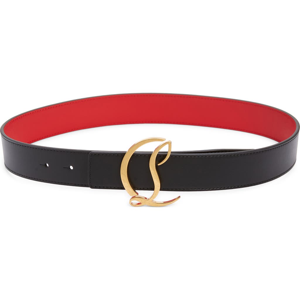 Christian Louboutin Logo Buckle Leather Belt In Black