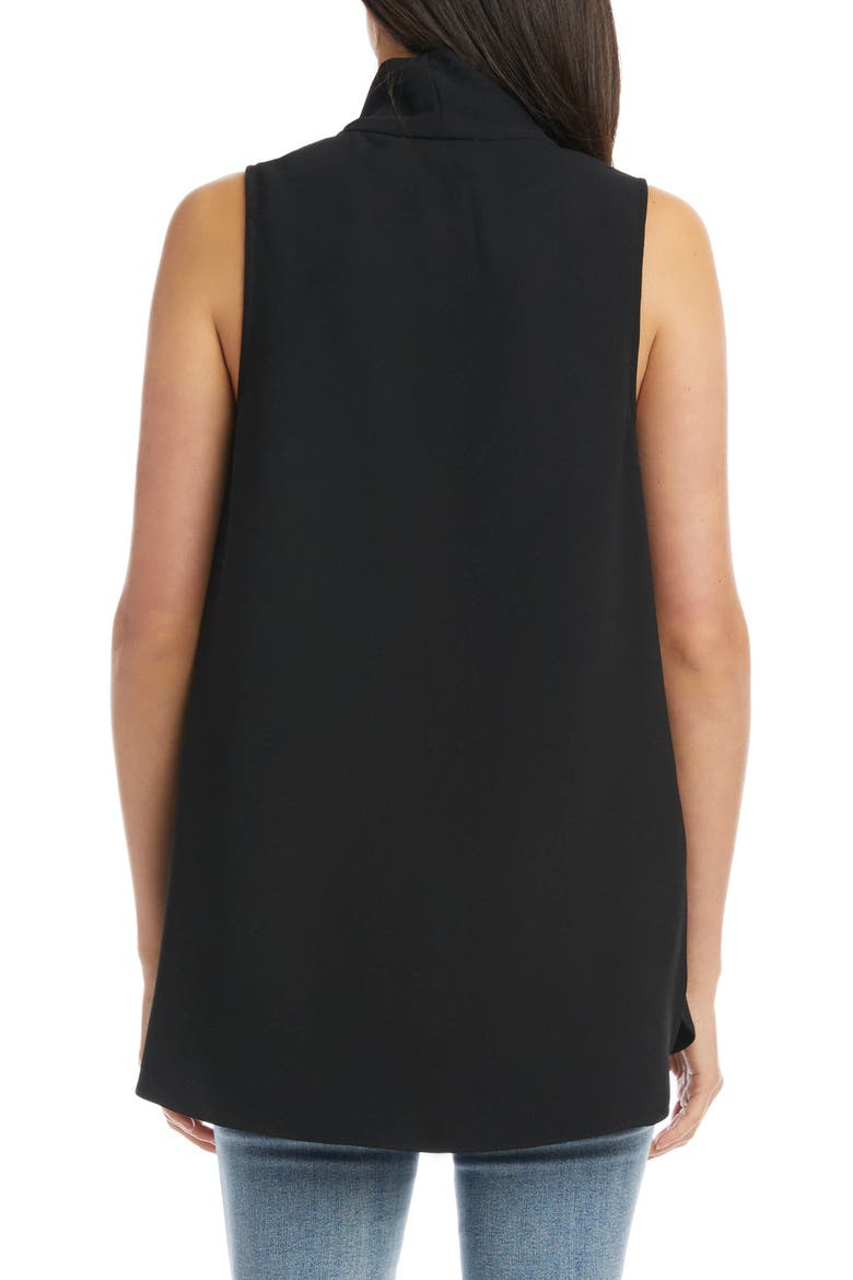 Front Pleat Sleeveless Crepe Blouse, Alternate, color, BLACK
