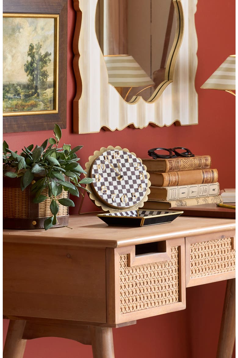 Courtly Check Scalloped Desk Clock, Alternate, color, COURTLY
