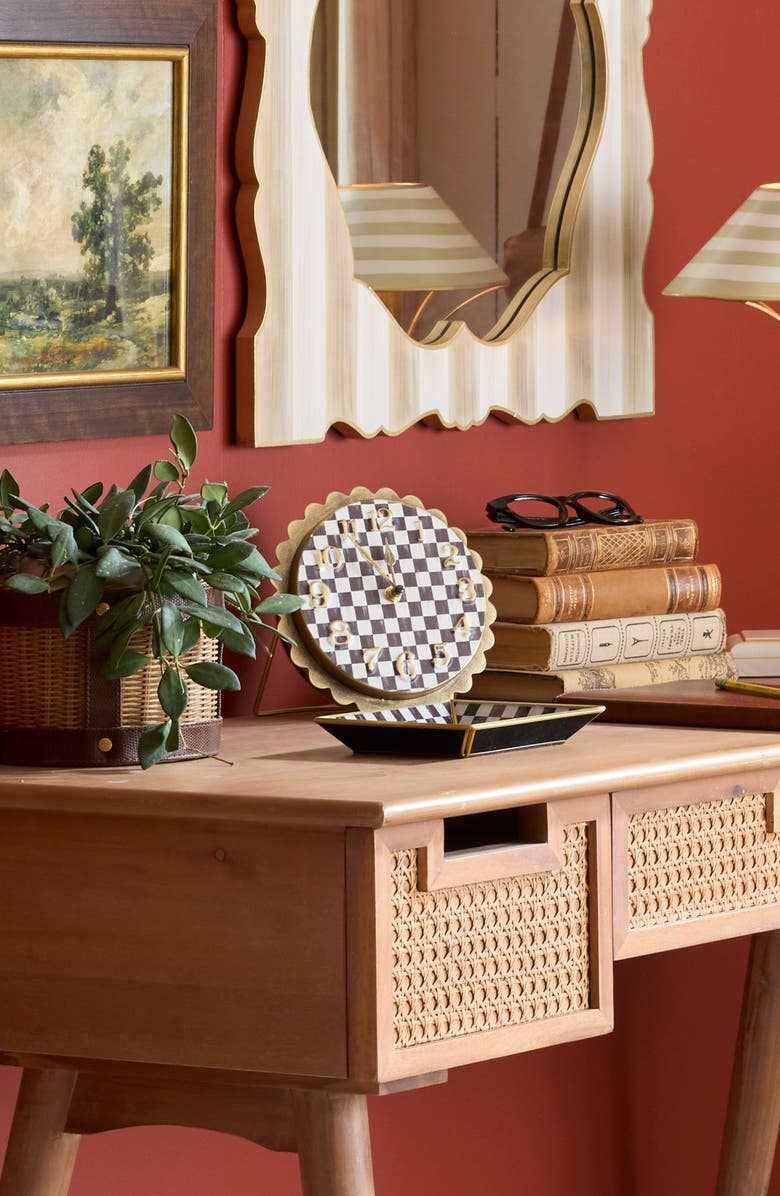 MACKENZIE CHILDS Courtly Check Scalloped Desk Clock, Alternate, color, Courtly